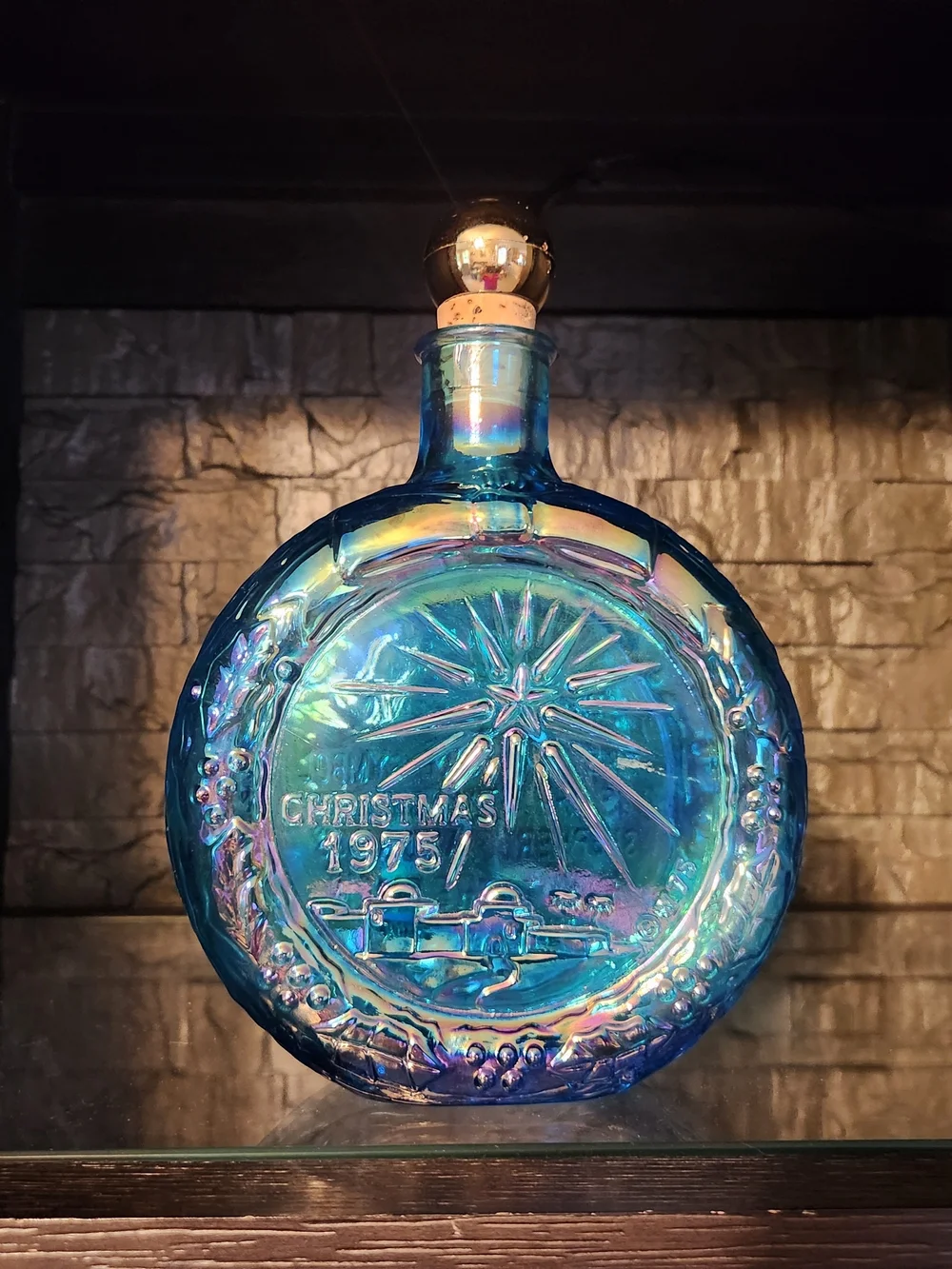Wheaton Iridescent Blue Glass Decanter 