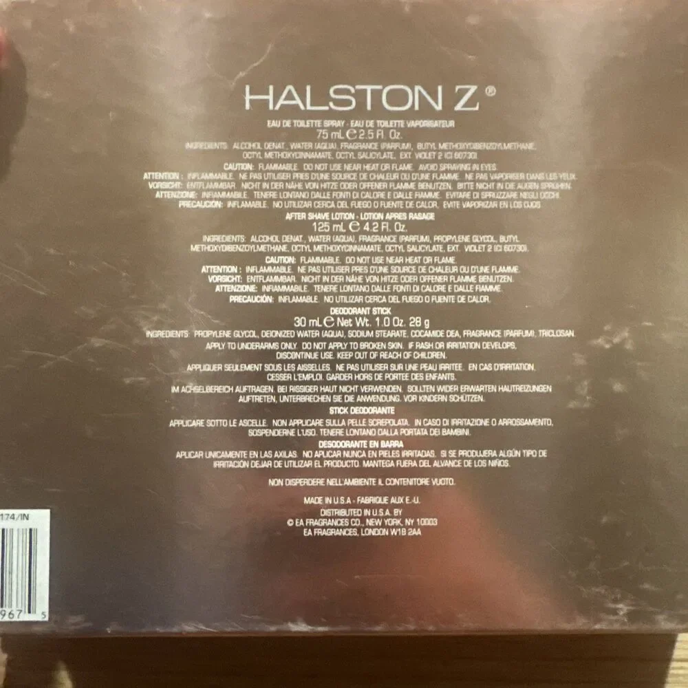 Halston Z 3 Piece Gift Set For Men Cologne Aftershave & Deodorant $120 Retail
